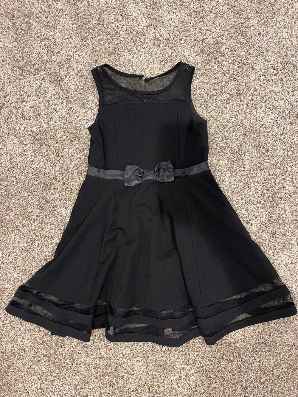 Calvin Klein Black Sleeveless A-Line Dress with Bow Waistband